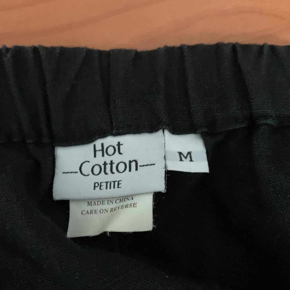 100% Linen Wide Leg Cropped Elastic Waist Pants Medium Petite Hot Cotton Brand - Picture 6 of 8